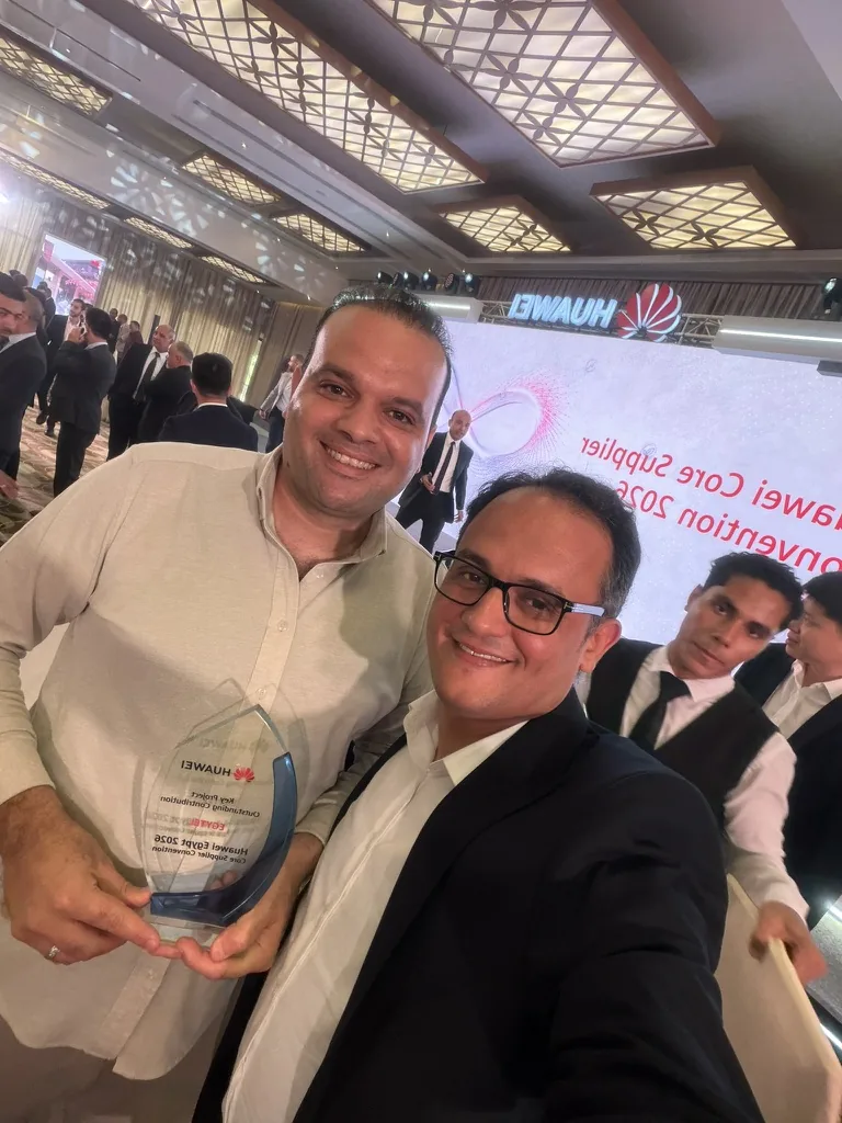 EGYTEL receiving Huawei Top 5 Outstanding Projects recognition at the 2026 Core Supplier Convention