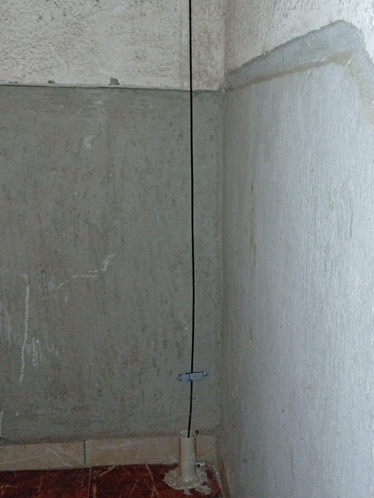 Vertical cable line on finished wall